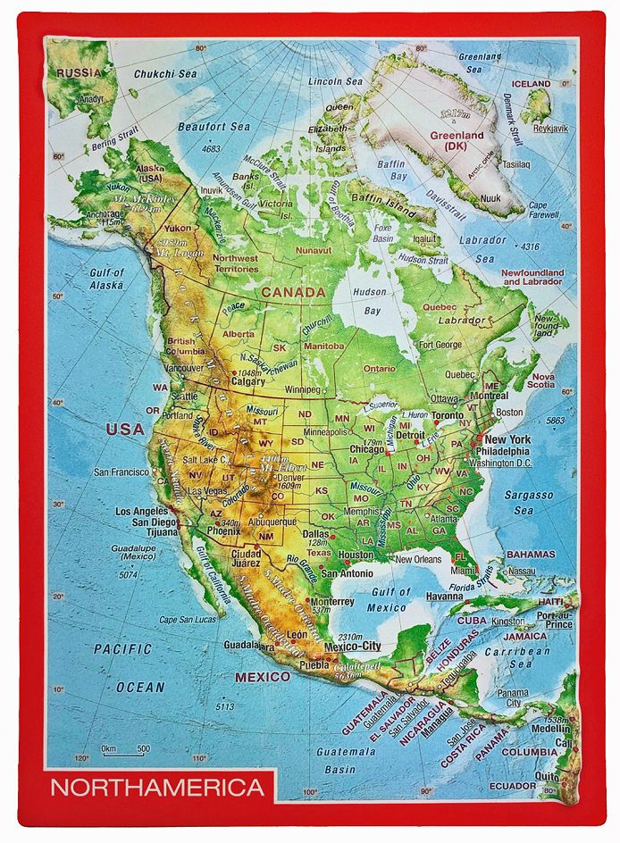 North America 3D Postcard