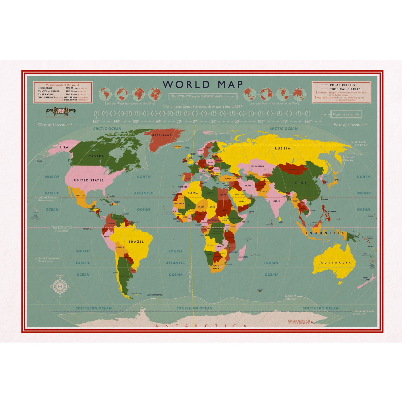 Card vintage world map