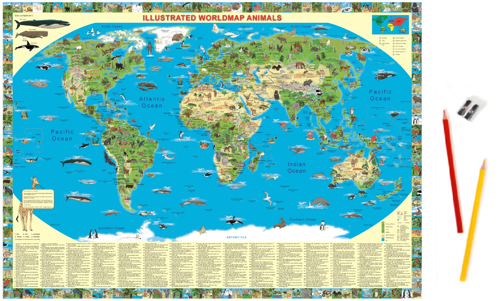 World map Animals Deskpad