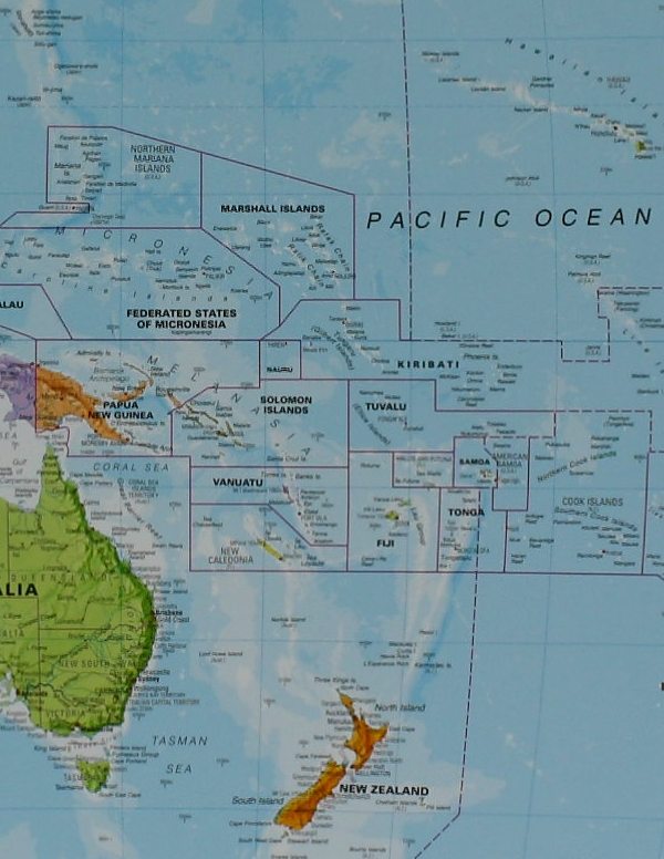 World Wall Map Political: Pacific Centred